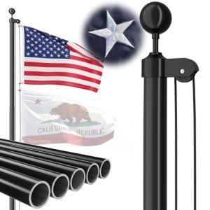 FFILY Heavy Duty Flag Pole, 25 FT 12 Gauge Extra Thick Aluminum Flagpole Kit for Outside House In Ground, 100MPH Wind Tested
