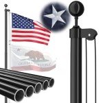 FFILY Heavy Duty Flag Pole, 25 FT 12 Gauge Extra Thick Aluminum Flagpole Kit for Outside House In Ground, 100MPH Wind Tested