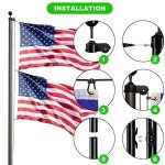 FFILY Heavy Duty Flag Pole, 25 FT 12 Gauge Extra Thick Aluminum Flagpole Kit for Outside House In Ground, 100MPH Wind Tested