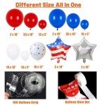 Beaumode 139pcs Labor Day Balloon Arch Garland Kit Red White Blue Balloon Arch for Memorial Day Independence Day Americana Patriotic Veterans American Flag Day Party Decorations (Red White Blue)