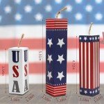 Hying 3 Pieces 4th of July Table Decor Patriotic Tiered Tray Independence Day Wooden Blocks American Table Centerpieces Red Blue Rustic Wood Signs for Tabletop Farmhouse Memorial Day Decorations