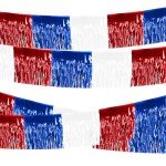 Fourth of July Decorations 4 Packs Foil Fringe Garland Hanging Banner White Red Blue Streamers Curtains Shiny Metallic Tinsel Wall for Parade Floats Birthday Party Ceremonies Independence Day Car