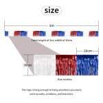 Fourth of July Decorations 4 Packs Foil Fringe Garland Hanging Banner White Red Blue Streamers Curtains Shiny Metallic Tinsel Wall for Parade Floats Birthday Party Ceremonies Independence Day Car