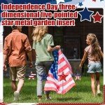 Pickmesh 6 Pcs 12" H Metal American Yard Sign Patriotic Metal USA Flag Yard Sign Barn Garden Stake for Planter Pot Walkway Pathway Independence Day Outdoor Decor 4th of July Lawn Decoration(Star)