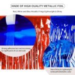 Fourth of July Decorations 4 Packs Foil Fringe Garland Hanging Banner White Red Blue Streamers Curtains Shiny Metallic Tinsel Wall for Parade Floats Birthday Party Ceremonies Independence Day Car