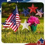 Pickmesh 6 Pcs 12" H Metal American Yard Sign Patriotic Metal USA Flag Yard Sign Barn Garden Stake for Planter Pot Walkway Pathway Independence Day Outdoor Decor 4th of July Lawn Decoration(Star)