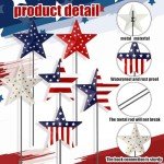Pickmesh 6 Pcs 12" H Metal American Yard Sign Patriotic Metal USA Flag Yard Sign Barn Garden Stake for Planter Pot Walkway Pathway Independence Day Outdoor Decor 4th of July Lawn Decoration(Star)