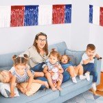 Fourth of July Decorations 4 Packs Foil Fringe Garland Hanging Banner White Red Blue Streamers Curtains Shiny Metallic Tinsel Wall for Parade Floats Birthday Party Ceremonies Independence Day Car