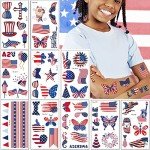 4th of July Temporary Tattoo Stickers10 Sheets American Flag Eagles Butterfly Map Patriotic Party Decoration Tattoos Body Face Art Sticker for Adults Kids…