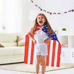 Whaline Patriotic Felt Pom Pom Banner 4th of July Felt Hanging Garland Independence Day Pom Ball Banner Red Blue White Star Decorative Bunting Banner for Memorial Day Home Wall Party Supplies, 8.2Ft