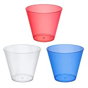 Party Essentials 20-Count Patriotic Assortment Hard Plastic 9 oz Tumblers Cups, Red/Clear/Blue