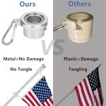 Bubblythe 2 Pack Flag Poles for House, 6 FT Flag Pole Kit with 2 No-Tangle Aluminum Ring Clips and Holder Mounting Bracket, Heavy Duty Stainless Steel Flag Poles for Outside House, Boat Flagpole, 6ft