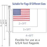 Bubblythe 2 Pack Flag Poles for House, 6 FT Flag Pole Kit with 2 No-Tangle Aluminum Ring Clips and Holder Mounting Bracket, Heavy Duty Stainless Steel Flag Poles for Outside House, Boat Flagpole, 6ft