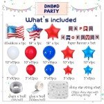4th of July Balloon Garland Arch Kit,100pcs Navy Blue Red White Balloons Arch With Paper Banner For Independence Day Patriotic Party Supplies, July 4th Balloon Decorations with Shiny Stars Pendants
