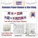 4th of July Balloon Garland Arch Kit,100pcs Navy Blue Red White Balloons Arch With Paper Banner For Independence Day Patriotic Party Supplies, July 4th Balloon Decorations with Shiny Stars Pendants