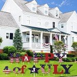 11 Pcs Happy 4th of July Independence Day Yard Signs with Stakes Star Patriotic Memorial Day Labor Day Veterans Day Yard Sign Weatherproof American Flag USA Letter Garden Lawn Banner Décor for Outdoor Lawn Garden Party Decorations