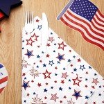 ​Quera 50 Pack Patriotic Party Supplies Stars Firework Paper Napkins 4th of July Memorial Day Independence Day Holiday Kitchen Table Decoration, 6.5'' X 6.5'' Red, White,Blue.​