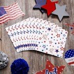 ​Quera 50 Pack Patriotic Party Supplies Stars Firework Paper Napkins 4th of July Memorial Day Independence Day Holiday Kitchen Table Decoration, 6.5'' X 6.5'' Red, White,Blue.​