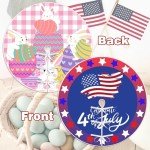 Sozize Easter Tree Skirt 4th of July Tree Skirt American Flag Day Memorial Day Patriotic Stars 36 Inch Double Sided Print Mat Independence Day Easter Christmas Tree Skirt for Holiday Party Decoration