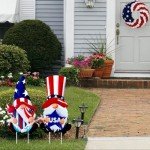 YiKizy 2 Packs 4th of July Decorations Yard Stakes Sign, 23 Inch Metal Gnome Stake, Waterproof Outdoor Red White and Blue Holiday Outdoor Garden Welcome Signs Yard Lanwn Stake