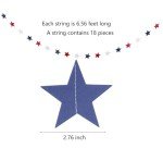 8 Strands Patriotic Star Streamers Banner Garland Red White Blue for 4th of July Memorial Day Independence Day Celebration Veterans Day Party Holiday Decorations (8pack Banner Garland)
