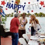 8 Strands Patriotic Star Streamers Banner Garland Red White Blue for 4th of July Memorial Day Independence Day Celebration Veterans Day Party Holiday Decorations (8pack Banner Garland)