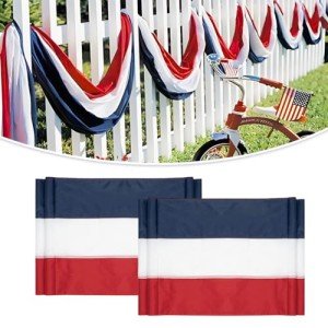 LinaGarten 2Pack Patriotic Bunting US Flag Decorations 4th of July Decor 2x20 Ft Large Red, White & Blue Baner Veterans Day Memorial Days Celebration Outdoor Porch Garden