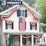 LinaGarten 2Pack Patriotic Bunting US Flag Decorations 4th of July Decor 2x20 Ft Large Red, White & Blue Baner Veterans Day Memorial Days Celebration Outdoor Porch Garden