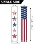 GPGHE 4th of July Door Banner Stars Stripe Hanging Banner Independence Day Memorial Day Patriotic Porch Sign Home Yard Indoor Outdoor Decoration 12 x 71 Inch