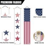 GPGHE 4th of July Door Banner Stars Stripe Hanging Banner Independence Day Memorial Day Patriotic Porch Sign Home Yard Indoor Outdoor Decoration 12 x 71 Inch