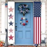GPGHE 4th of July Door Banner Stars Stripe Hanging Banner Independence Day Memorial Day Patriotic Porch Sign Home Yard Indoor Outdoor Decoration 12 x 71 Inch