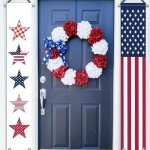 GPGHE 4th of July Door Banner Stars Stripe Hanging Banner Independence Day Memorial Day Patriotic Porch Sign Home Yard Indoor Outdoor Decoration 12 x 71 Inch