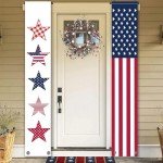 GPGHE 4th of July Door Banner Stars Stripe Hanging Banner Independence Day Memorial Day Patriotic Porch Sign Home Yard Indoor Outdoor Decoration 12 x 71 Inch