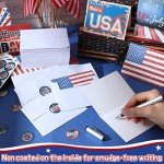 Tisancy 100 Sets Patriotic Greeting Cards with Envelopes Stickers American Flag Patriotic Thank You Cards for Military Veteran July 4th Memorial Day(Vivid Flag)