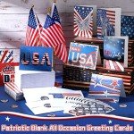 Tisancy 100 Sets Patriotic Greeting Cards with Envelopes Stickers American Flag Patriotic Thank You Cards for Military Veteran July 4th Memorial Day(Vivid Flag)