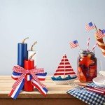 Yalikop Wood Patriotic Tiered Tray Decor (Cute Style), 3 Pieces, Small, Independence Day Party Home Table Decoration