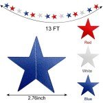 10 Pack 4th of July Decorations Red White and Blue Decorations - 130Ft/330 4th of july garland Patriotic Star Streamers Banner Garland Hanging Independence Day Fourth July Decor Memorial Day
