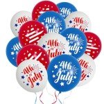 Wanlabaner 4th of July Balloons 30-Count Kit - Red White Blue Patriotic Latex Balloons with Stars & "4th of July" Printed, Independence Day Party Decorations