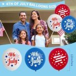 Wanlabaner 4th of July Balloons 30-Count Kit - Red White Blue Patriotic Latex Balloons with Stars & "4th of July" Printed, Independence Day Party Decorations