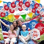 Wanlabaner 4th of July Balloons 30-Count Kit - Red White Blue Patriotic Latex Balloons with Stars & "4th of July" Printed, Independence Day Party Decorations