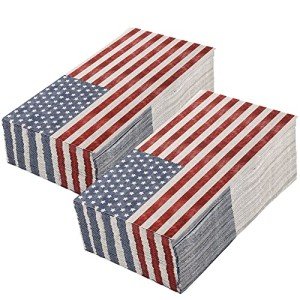 100 Pieces Patriotic Guest Napkins American Flag 3-Ply Disposable Paper Napkins 4th of July Hand Towel Decorative Dinner Napkin for Independence Day Kitchen Bathroom Party Tableware