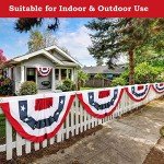 2x4 Ft American Pleated Fan Flag, American Flag Bunting Patriotic Half Fan Bunting Flag, Bunting Flags Indoor Outdoor for 4th of July Decoration Memorial Day (Set of 5)