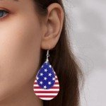 BOFILL American Flag Earrings for Women 4th of July Patriotic Independence Memorial Veterans Day Leather Teardrop Cute Dangle Lightweight Fun Holiday Gifts