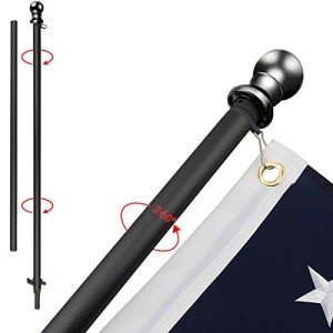 USA Flag Co. Flag Pole Free-Spin Anti-Wrap Residential or Commercial 6ft Outdoor Flagpole (Classic Black)