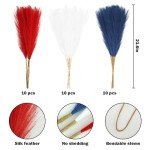 Agusbagli 30pcs 4th of July Decorations Faux Pampas Grass, 21.6in Red White and Blue Artificial Pompous Grass Patriotic Fake Pampas Stems Vase Filler for Home Table Independence Day Memorial Day