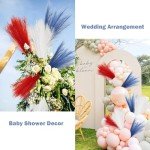 Agusbagli 30pcs 4th of July Decorations Faux Pampas Grass, 21.6in Red White and Blue Artificial Pompous Grass Patriotic Fake Pampas Stems Vase Filler for Home Table Independence Day Memorial Day