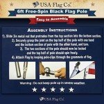 USA Flag Co. Flag Pole Free-Spin Anti-Wrap Residential or Commercial 6ft Outdoor Flagpole (Classic Black)