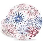 JarThenaAMCS 50Pcs Patriotic Paper Plates Red Blue Firework Disposable Plates 4th of July Party Plates for Independence Day Tableware Supplies, 9 Inch