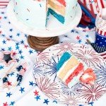 JarThenaAMCS 50Pcs Patriotic Paper Plates Red Blue Firework Disposable Plates 4th of July Party Plates for Independence Day Tableware Supplies, 9 Inch