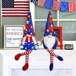 2Pcs 4th of July Patriotic Gnomes Plush Decorations - Mr & Mrs Handmade Swedish Tomte Gnomes Ornaments for Patriotic Party Table Decor- Fourth of July Party Home Mantle Fireplace Decor